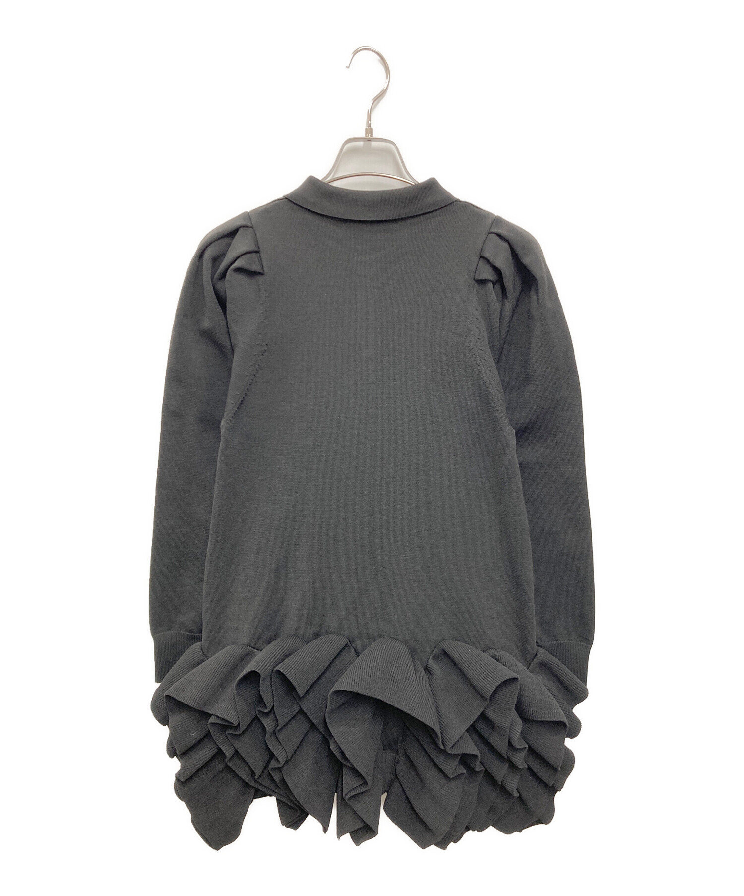 中古・古着通販】HIAND (ハイアンド) Ruffled-Hem Polo Dress ブラック