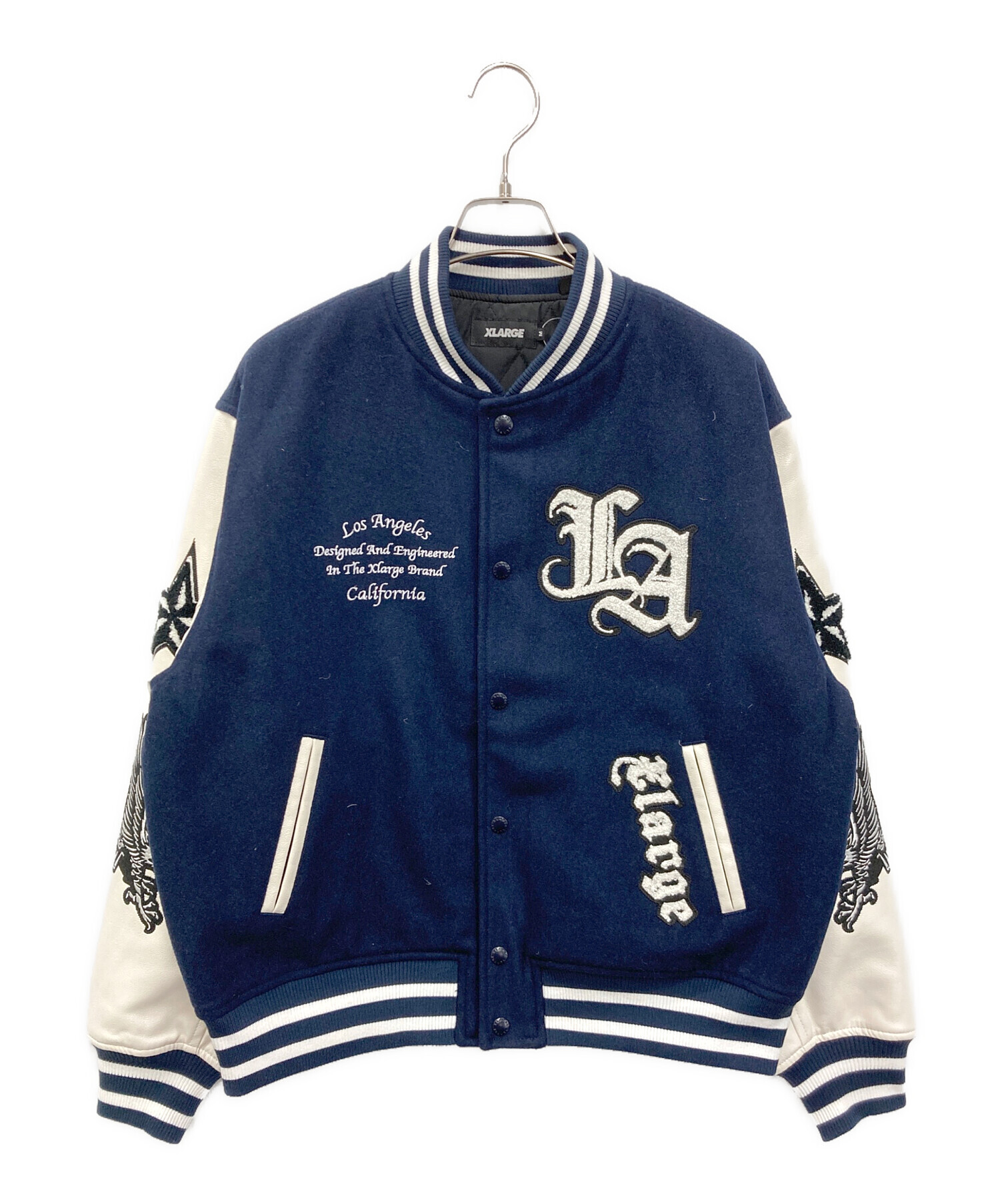 【古着】XLARGE Varsity Jacket ネイビー 中古・古着通販】X-LARGE (エクストララージ) VARSITY JACKET ネイビー