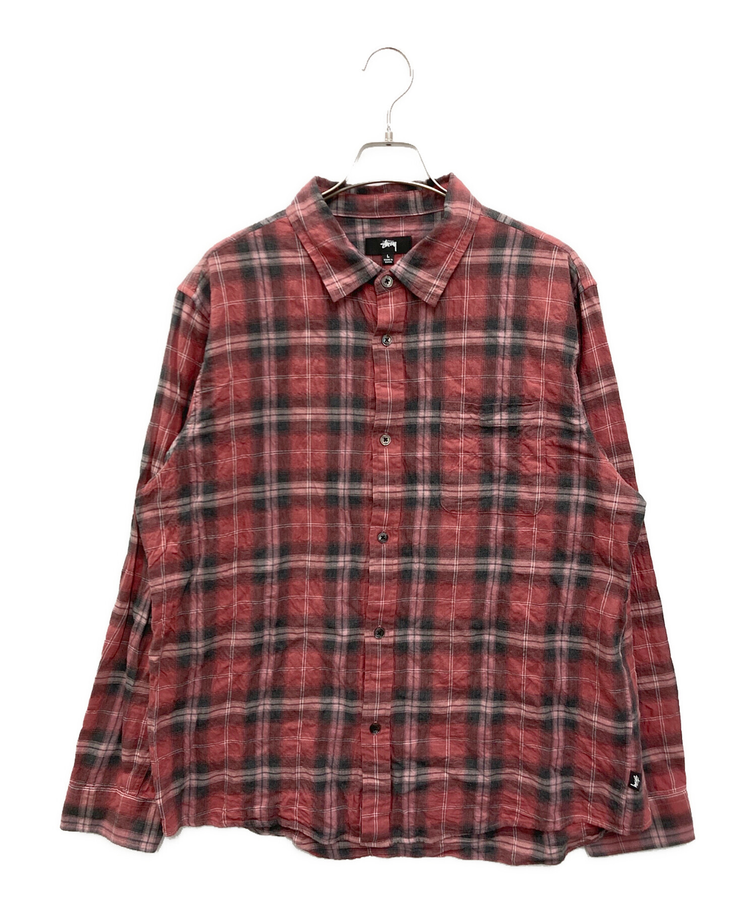 トップス STUSSY BEACH PLAID SHIRT 中古・古着通販】stussy (ステューシー) Beach Plaid Shirt レッド