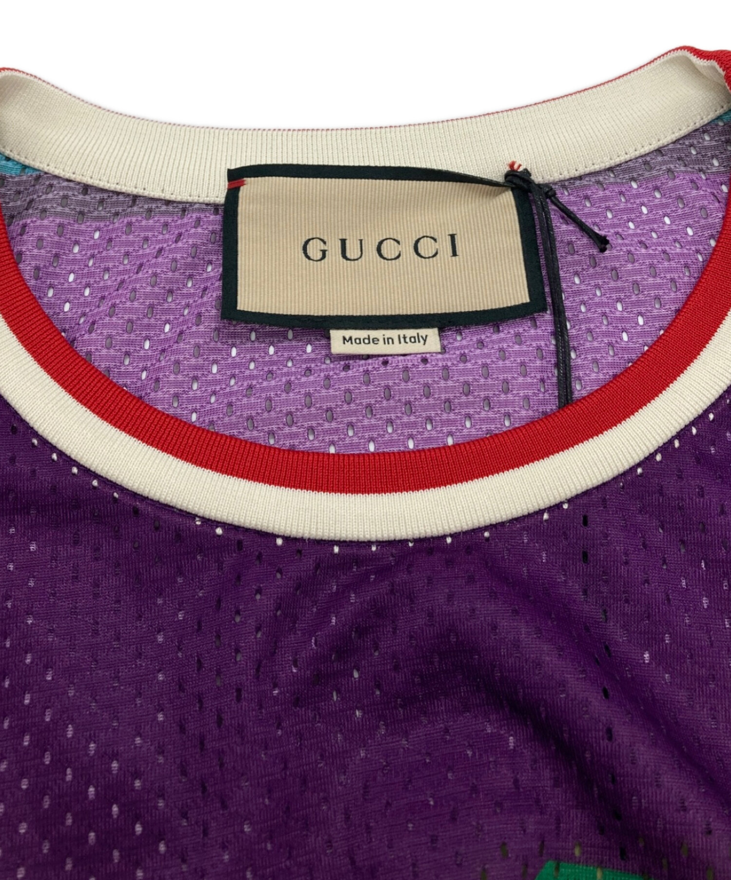 中古・古着通販】GUCCI (グッチ) メッシュ Tシャツ グリーン×パープル 