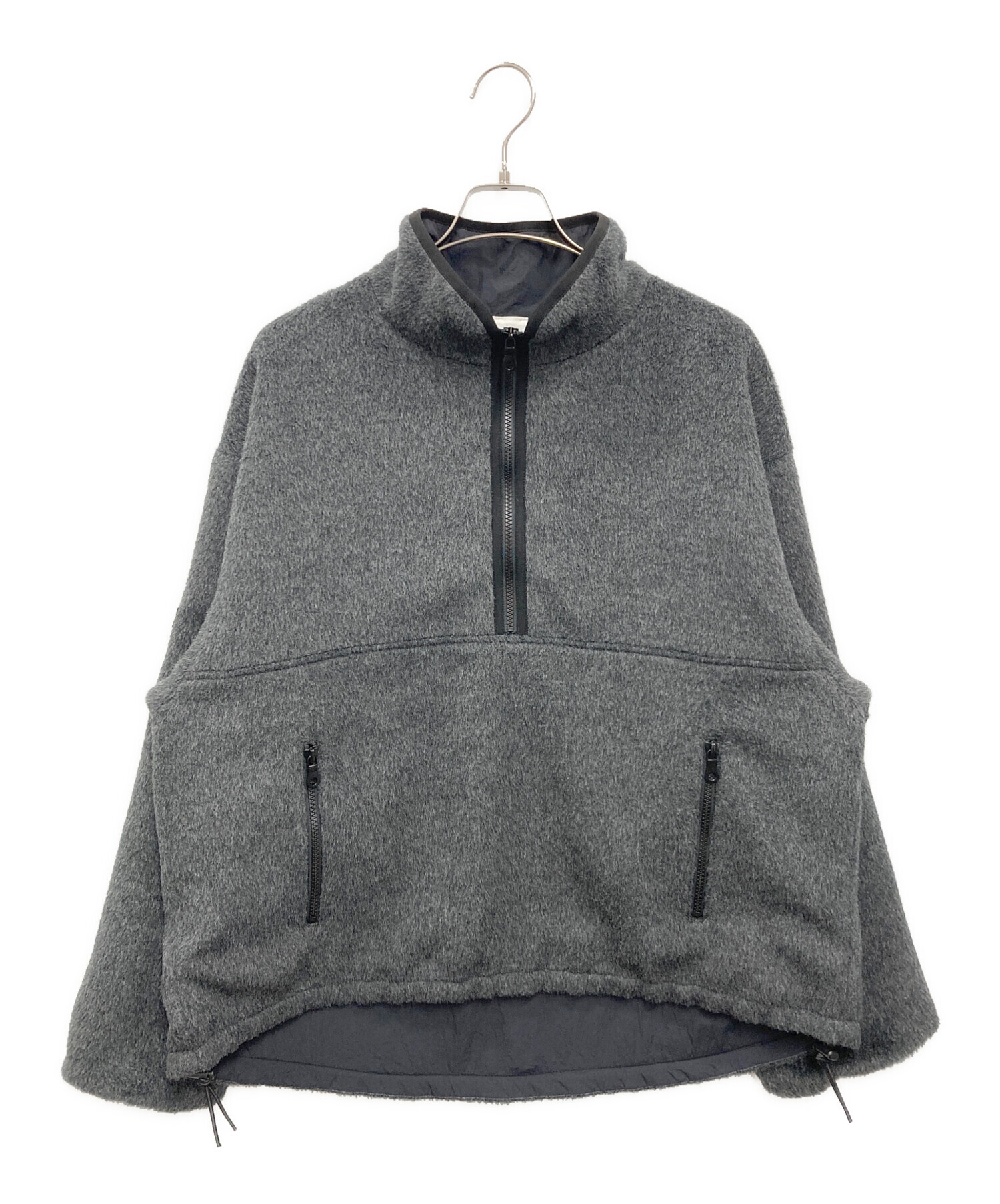 中古・古着通販】YENN (イエン) SHAGGY HALF ZIP JK グレー サイズ 