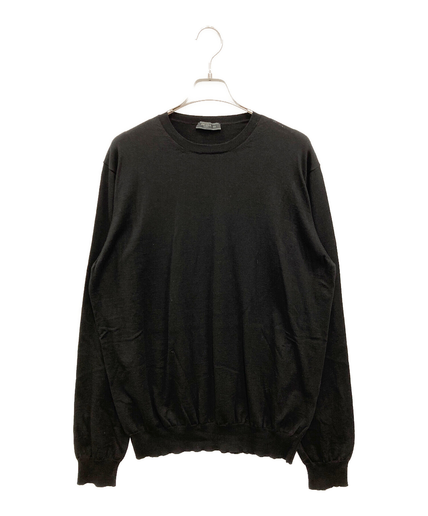 中古・古着通販】PRADA (プラダ) コットンクルーネックニット ブラック 