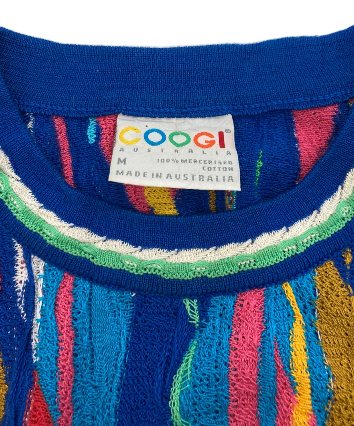 【希少】90s COOGI クージー 3D ニット M 古着 セーター ブルー ビッグサイズ 00年代 COOGI クージー BASICS 3Dニット セーター メンズ