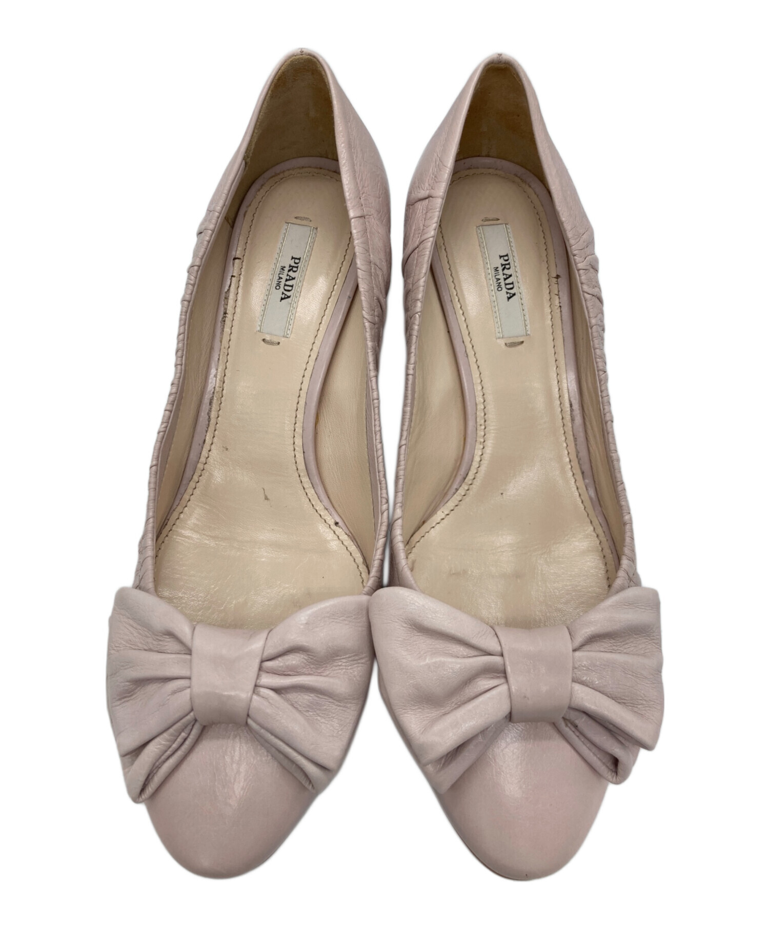 中古・古着通販】PRADA (プラダ) リボンパンプス ピンク サイズ:38 1/2