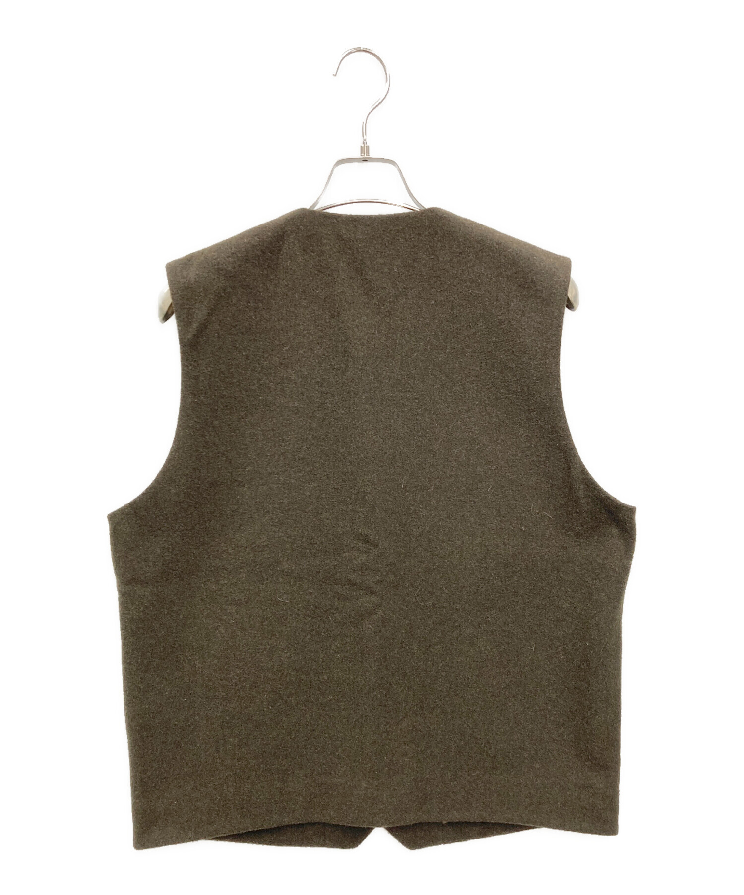 nest Robe CONFECT ノーカラーベスト ウール オリーブ カーキ 中古・古着通販】nestrobe confect (ネストローブ コンフェクト