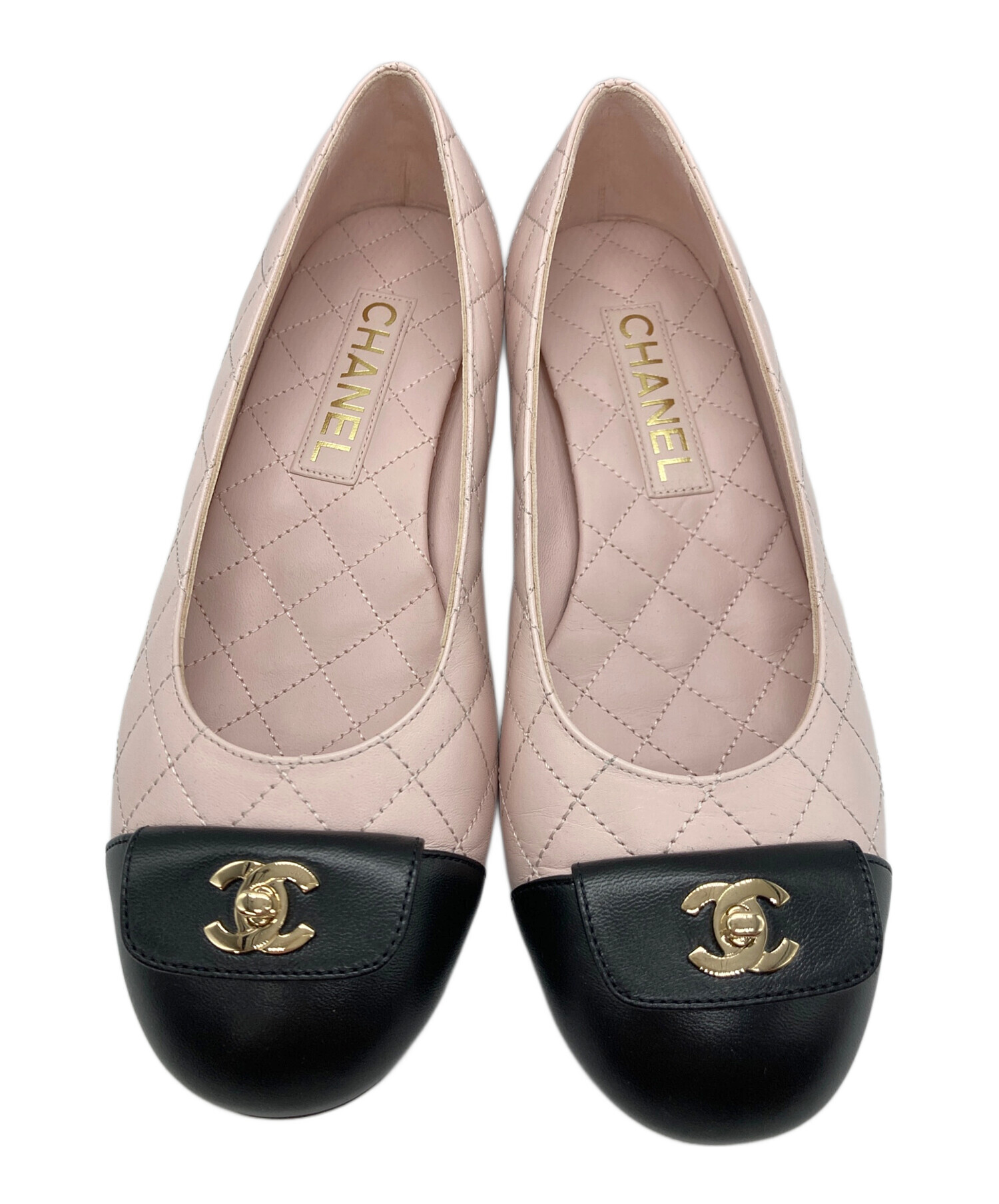 箱保存袋付き CHANEL シャネル ココマーク マトラッセ フラットパンプス 中古・古着通販】CHANEL (シャネル) ココマークターンロックマトラッセ