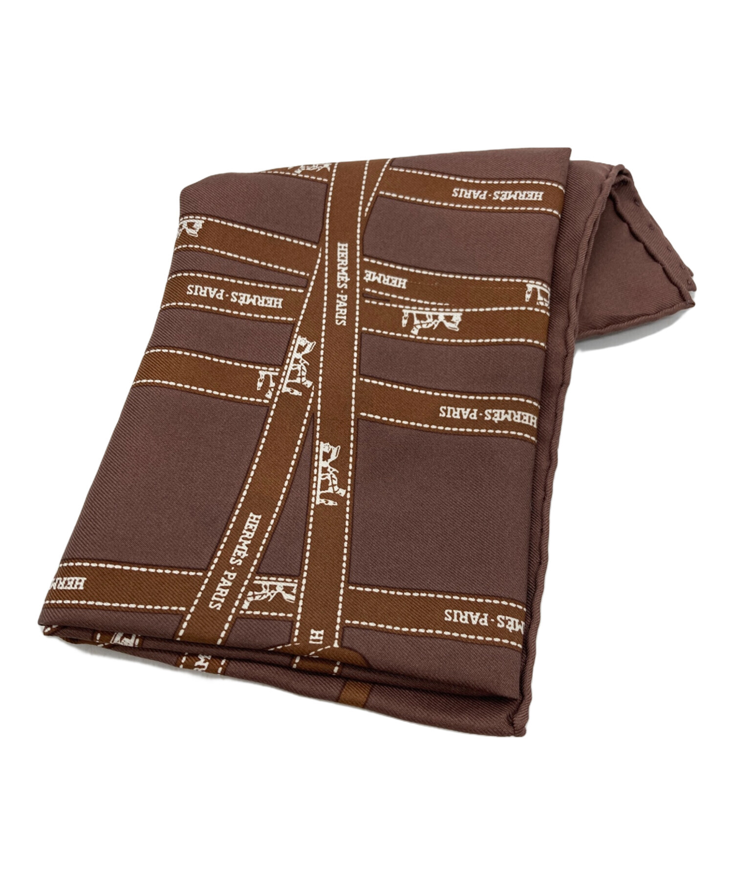 中古・古着通販】HERMES (エルメス) シルクスカーフ ブラウン サイズ