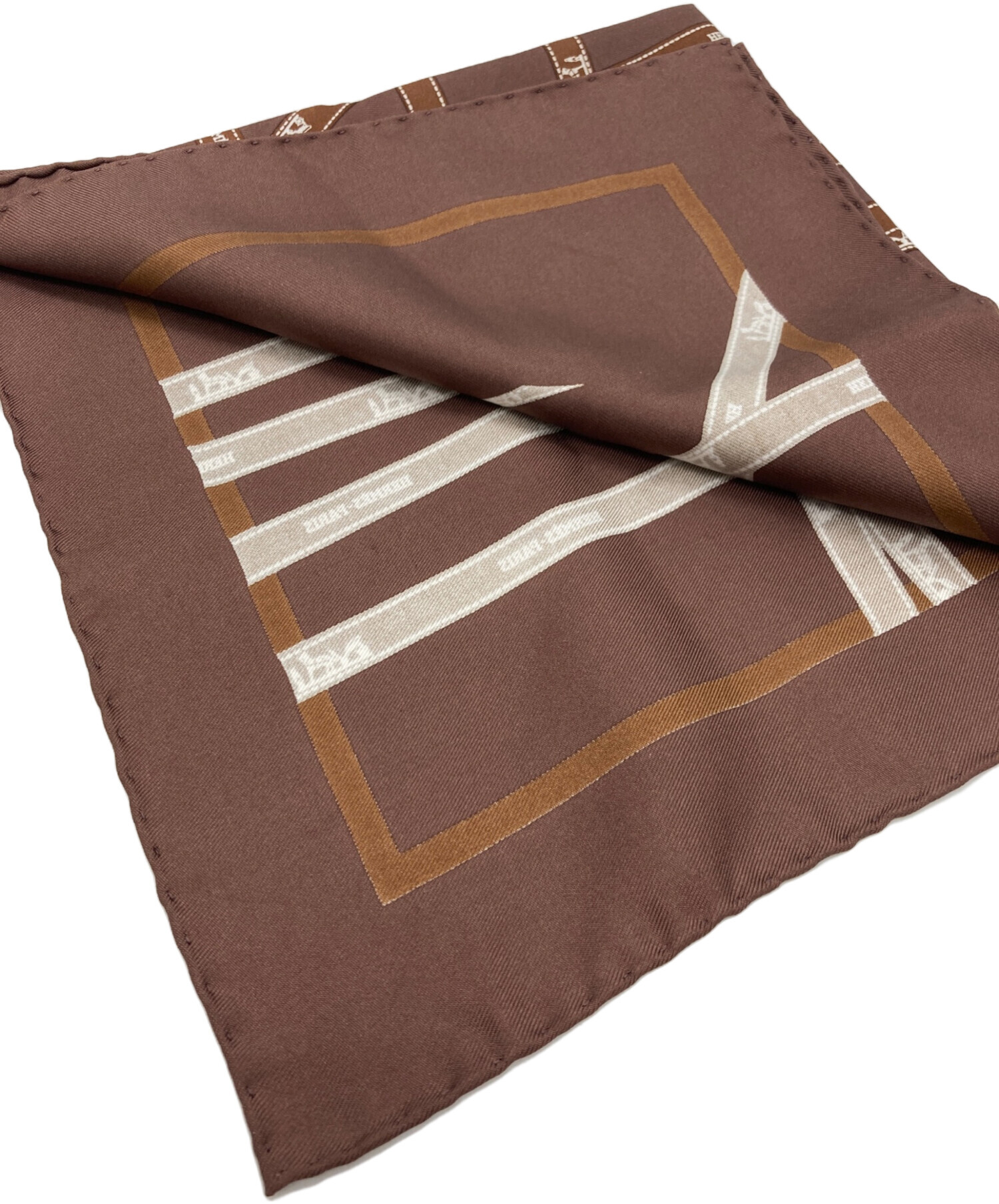 中古・古着通販】HERMES (エルメス) シルクスカーフ ブラウン サイズ