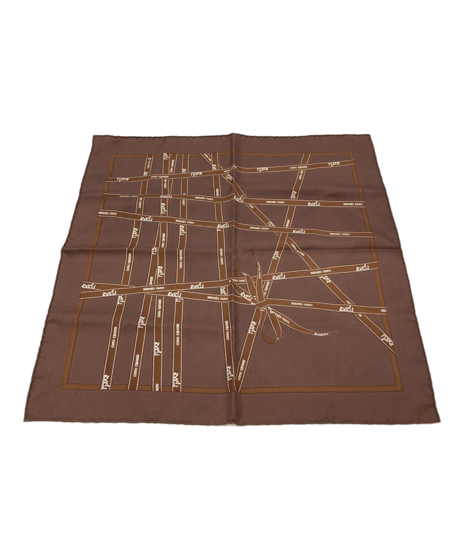 中古・古着通販】HERMES (エルメス) シルクスカーフ ブラウン サイズ
