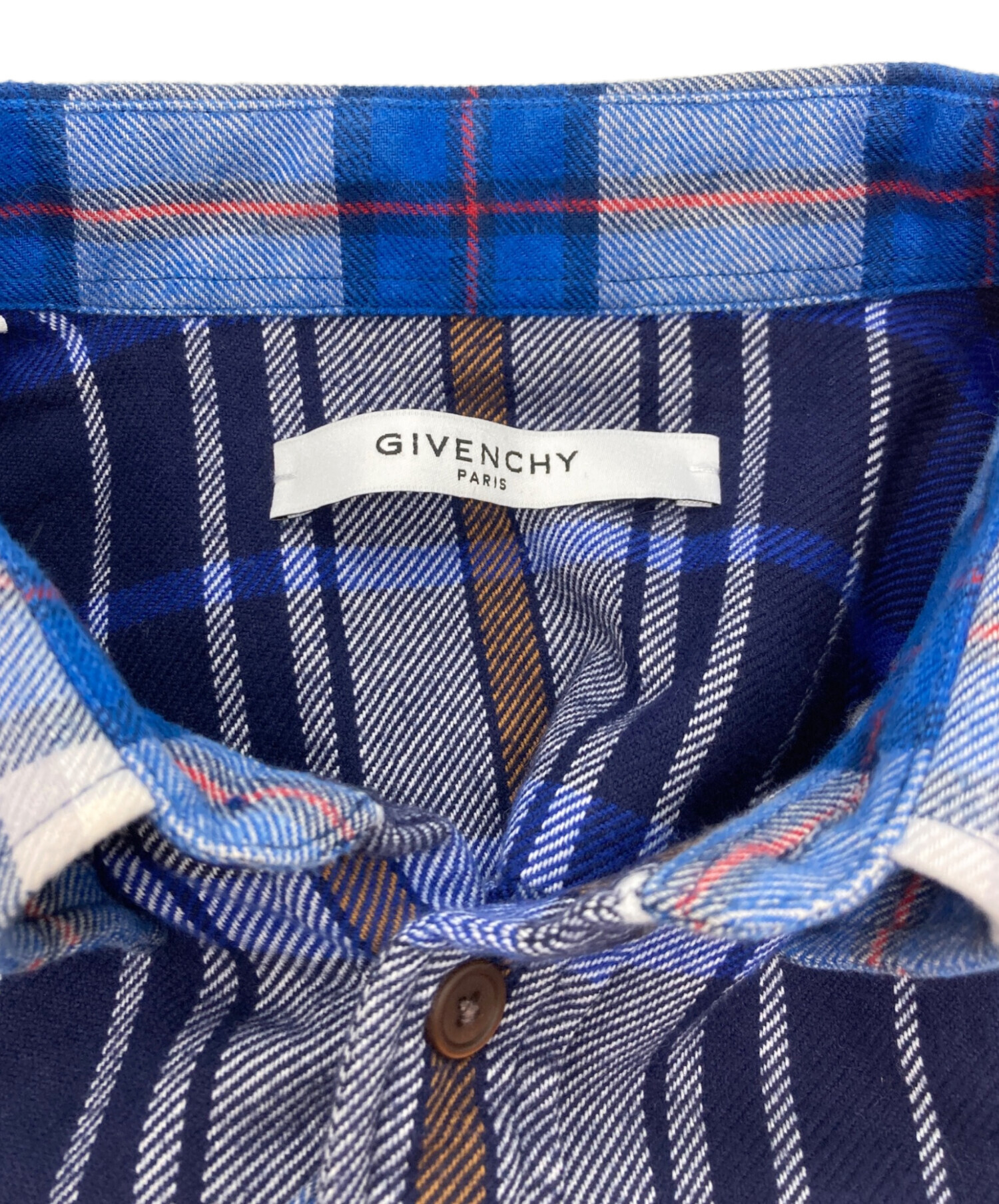 中古・古着通販】GIVENCHY (ジバンシィ) 長袖ネルシャツ ブルー サイズ 