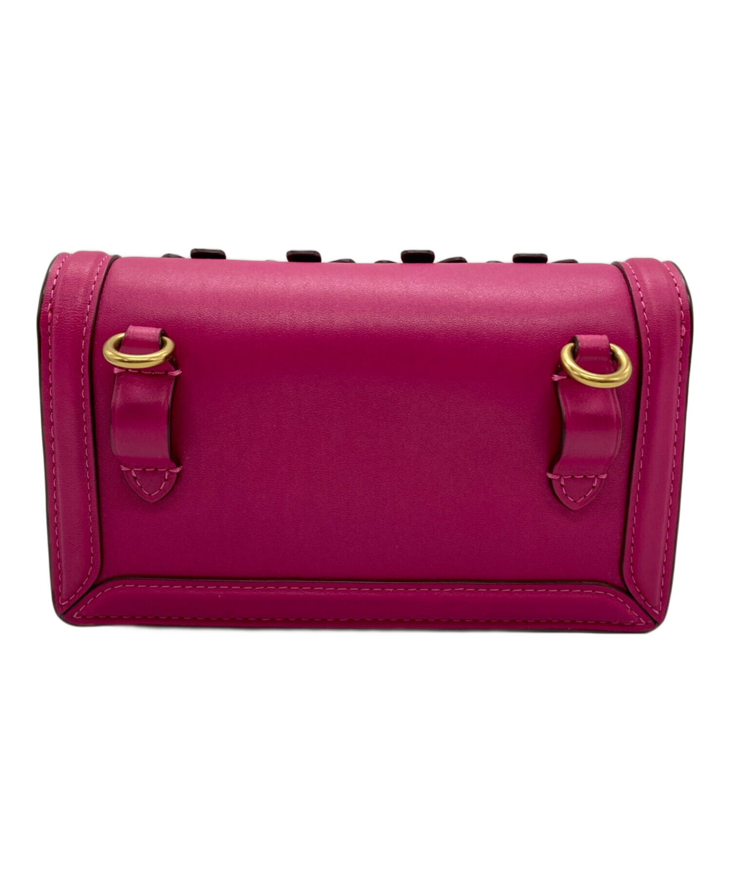 中古・古着通販】COACH (コーチ) 花柄レザーショルダーバッグ ピンク