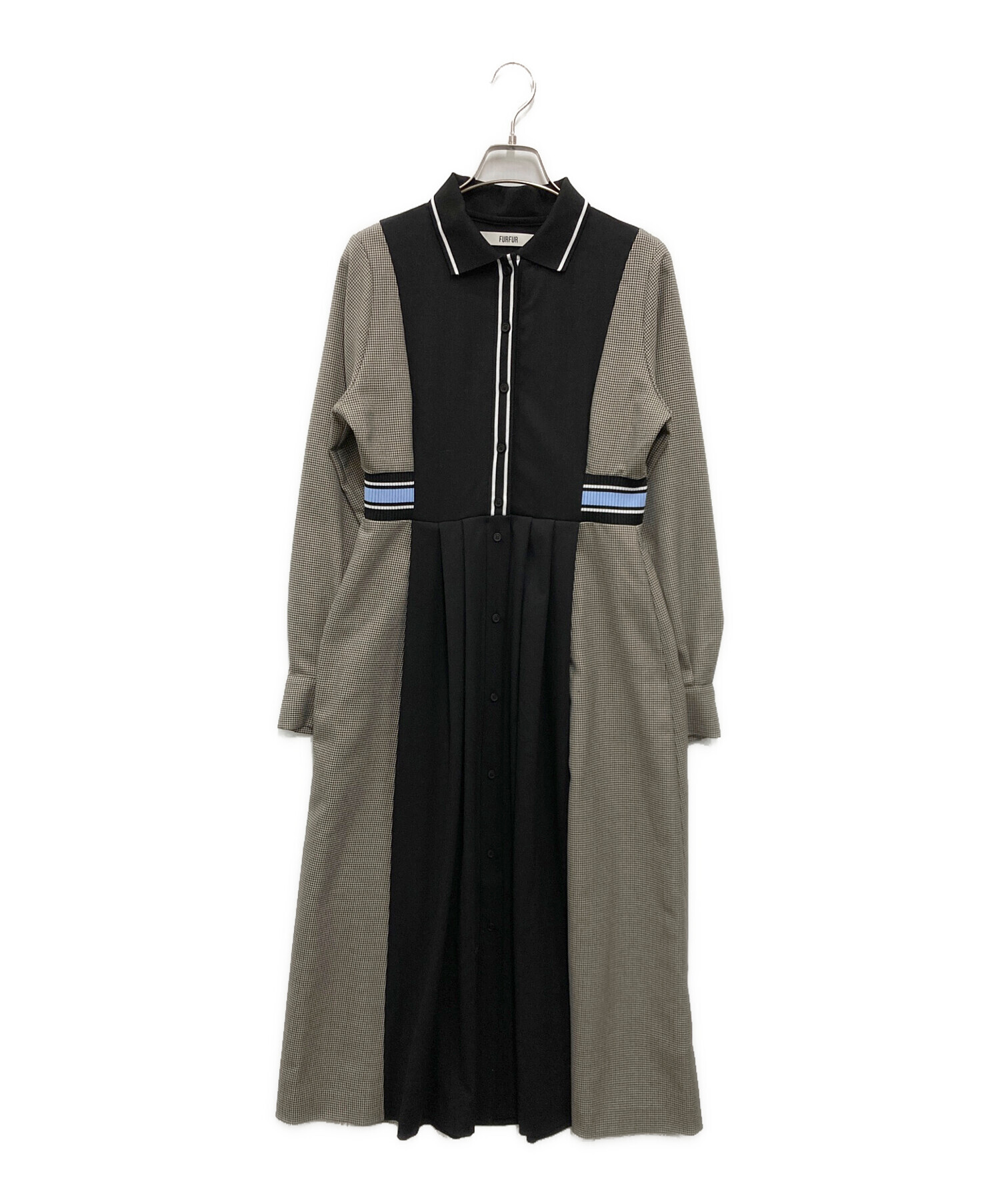 中古・古着通販】furfur (ファーファー) リブコンビシャツワンピース