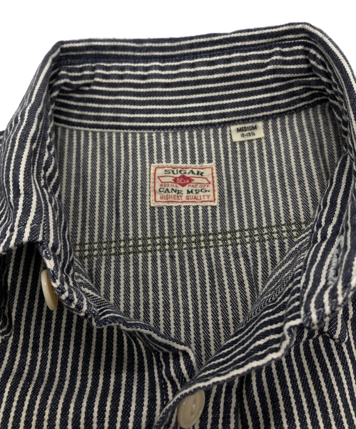 中古・古着通販】SUGAR CANE (シュガーケーン) ヒッコリー柄半袖シャツ