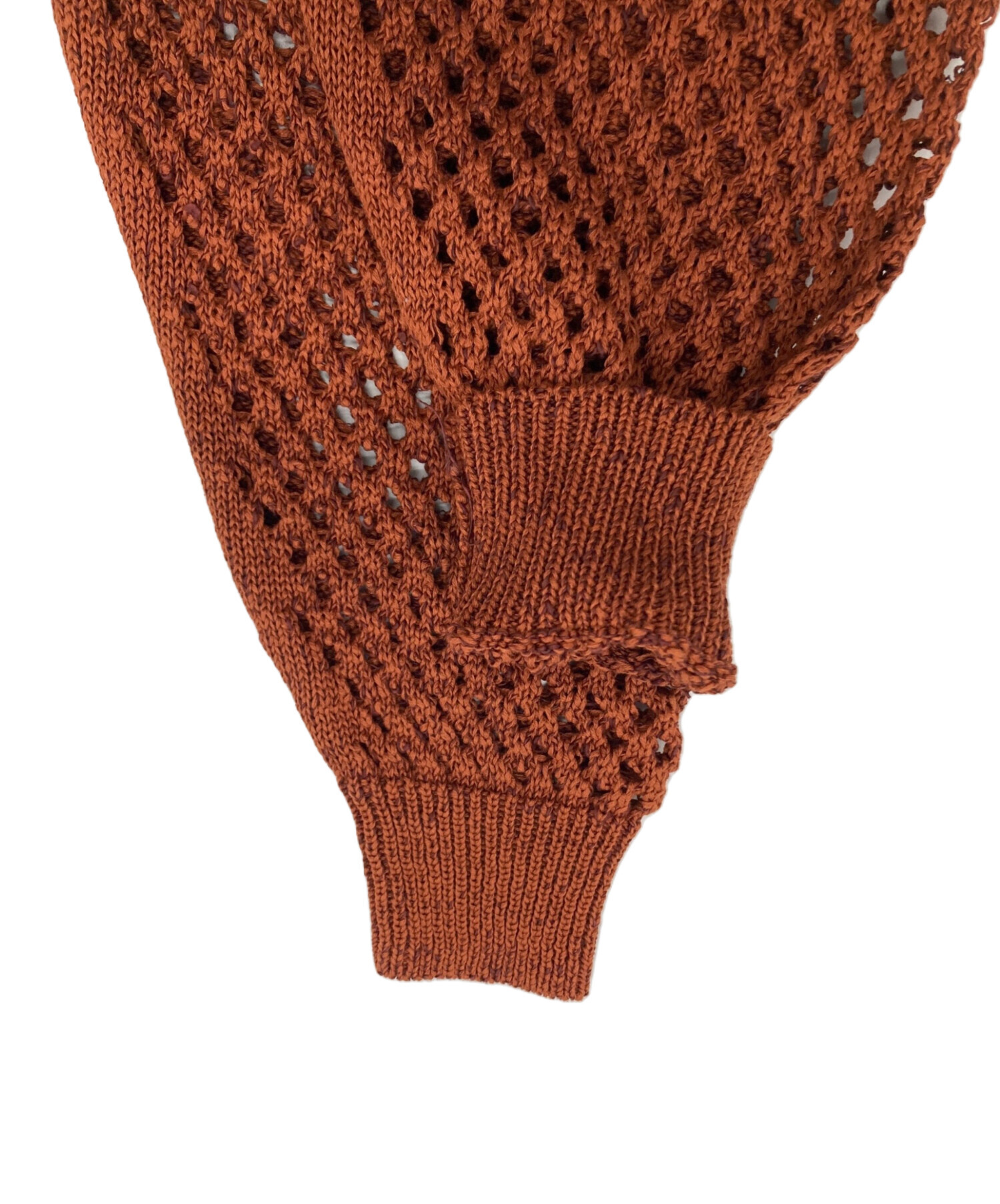 中古・古着通販】YOKE (ヨーク) MESHED KNIT CARDIGAN ブラウン サイズ