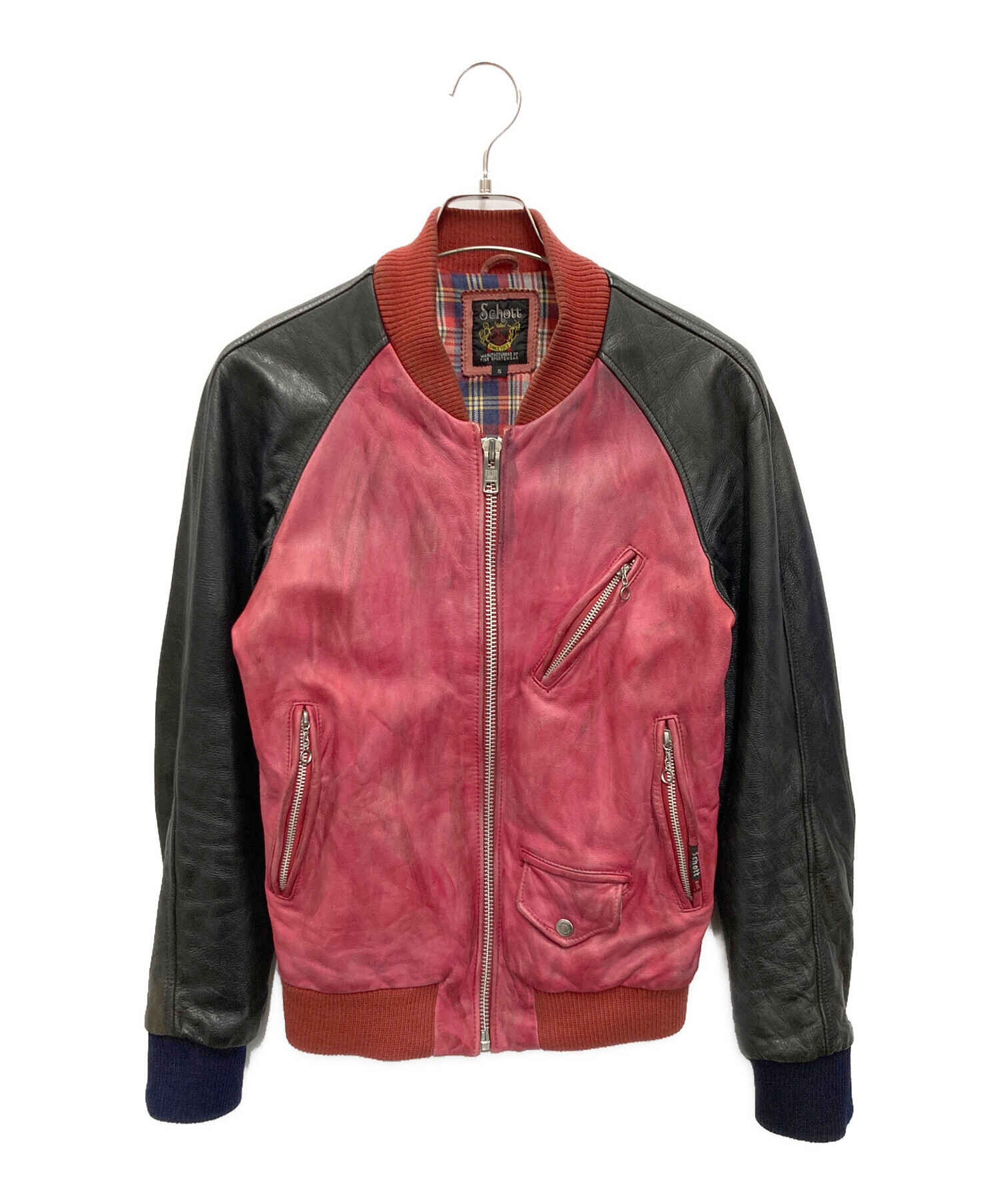 中古・古着通販】Schott (ショット) エイジング加工レザーブルゾン 