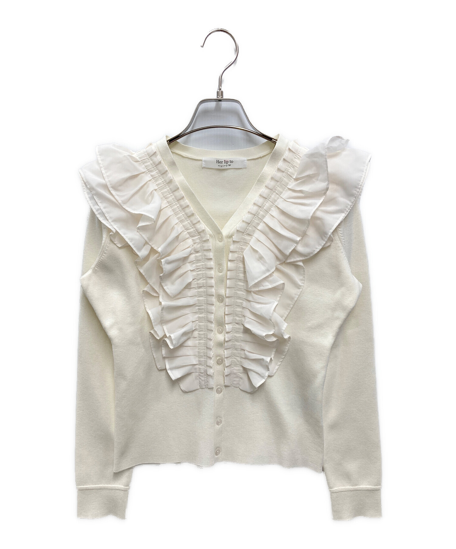 Herlipto Ruffle Pleated Knit Cardigan 【公式通販】