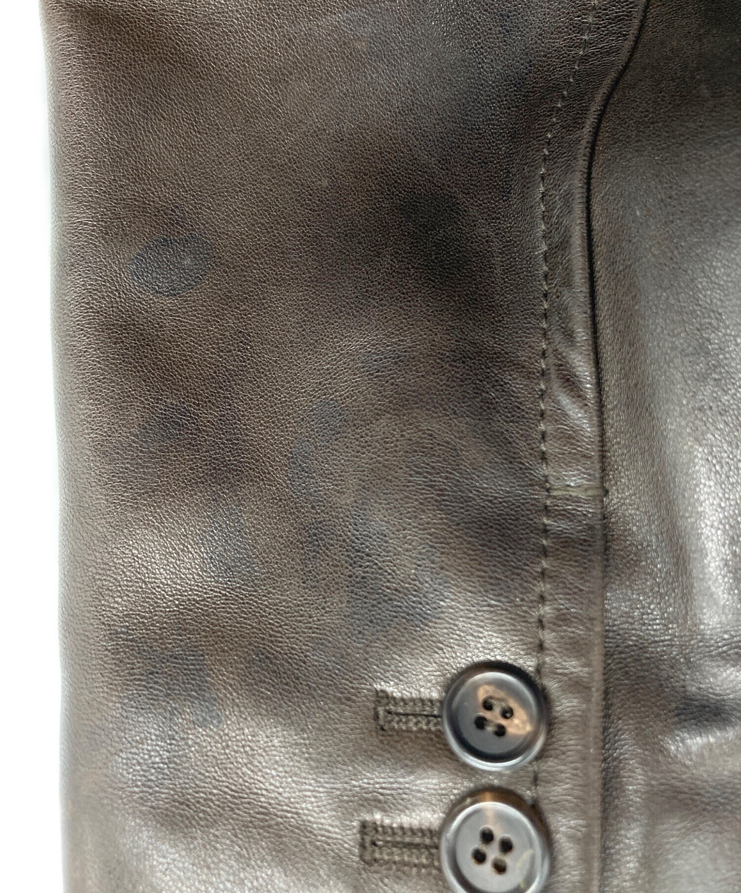 中古・古着通販】PRADA (プラダ) レザーテーラードジャケット ブラウン