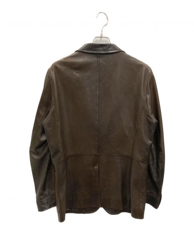 中古・古着通販】PRADA (プラダ) レザーテーラードジャケット ブラウン
