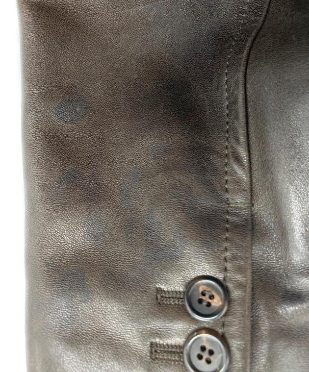 中古・古着通販】PRADA (プラダ) レザーテーラードジャケット ブラウン