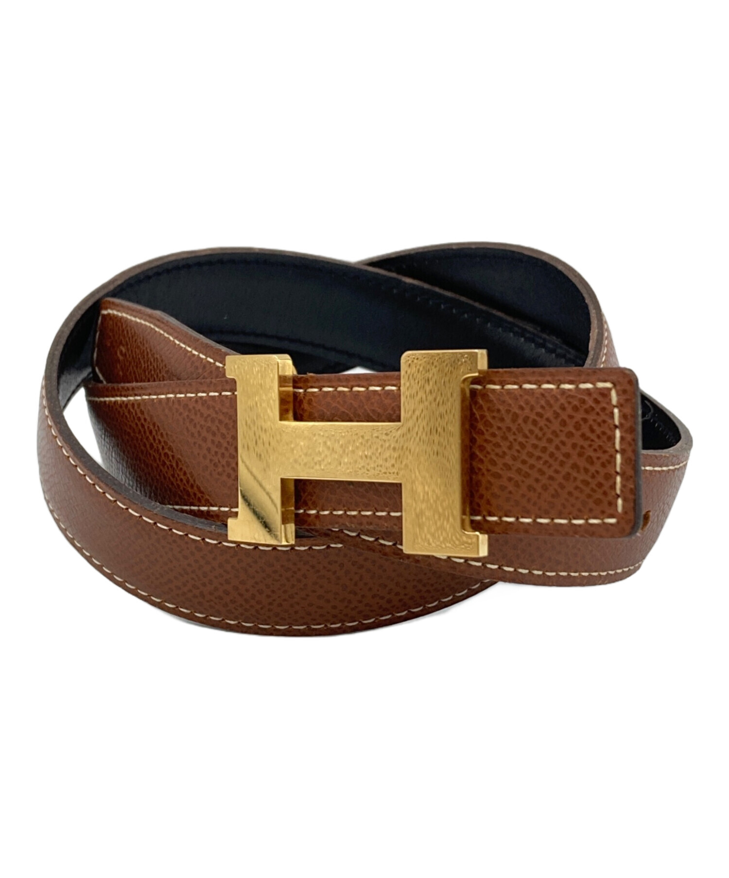 中古・古着通販】HERMES (エルメス) レザーベルト ブラック サイズ:70