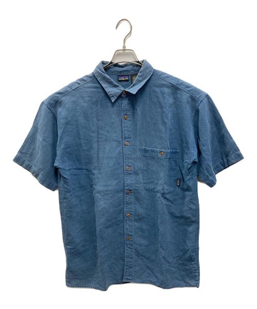 や*ん様 Patagonia ネイビー 半袖シャツ 幾何学模様　サイズL 中古・古着通販】Patagonia (パタゴニア) 半袖ヘンプシャツ ネイビー