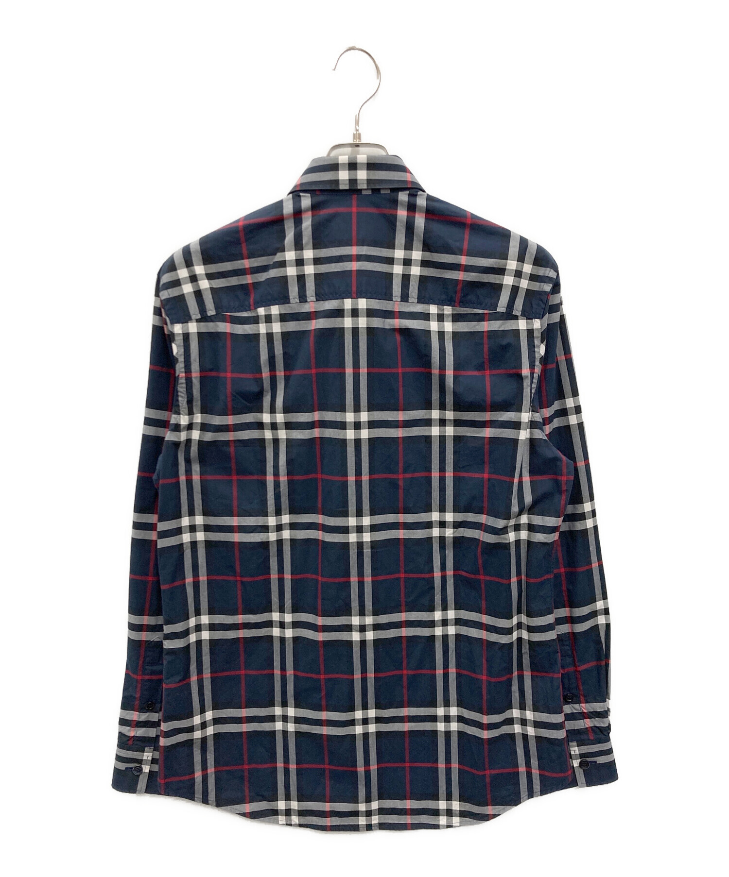 BURBERRY バーバリー ブラウス XS 紺 【古着】【中古】【送料無料】 中古・古着通販】BURBERRY (バーバリー) チェック コットンポプリン