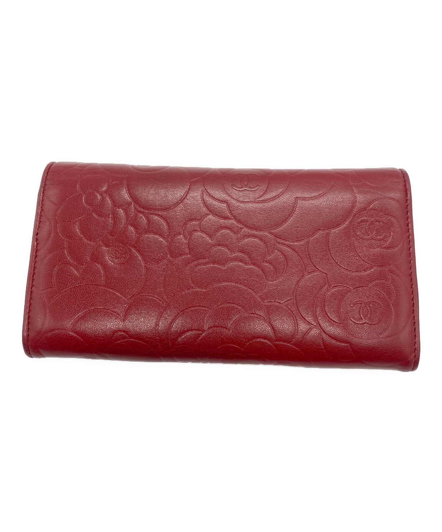 中古・古着通販】CHANEL (シャネル) ココマークレザー長財布 レッド 