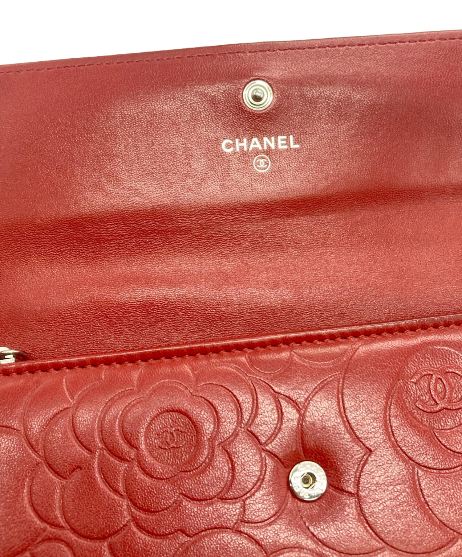 シャネル キャビアスキン ココマーク　レザー長財布 東京通販サイト CHANEL(シャネル) 長財布 レッド ココマーク レザー