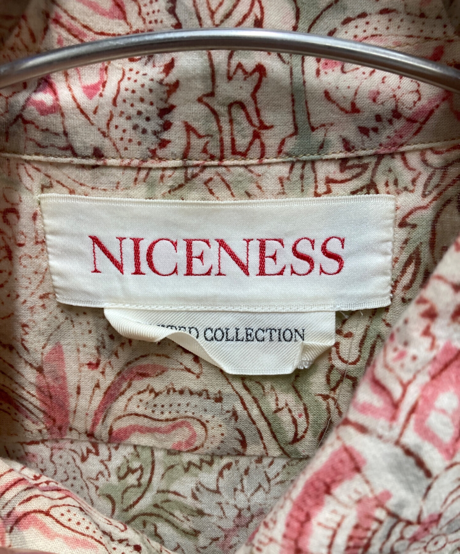 中古・古着通販】NICENESS (ナイスネス) ウッドブロックプリントシャツ