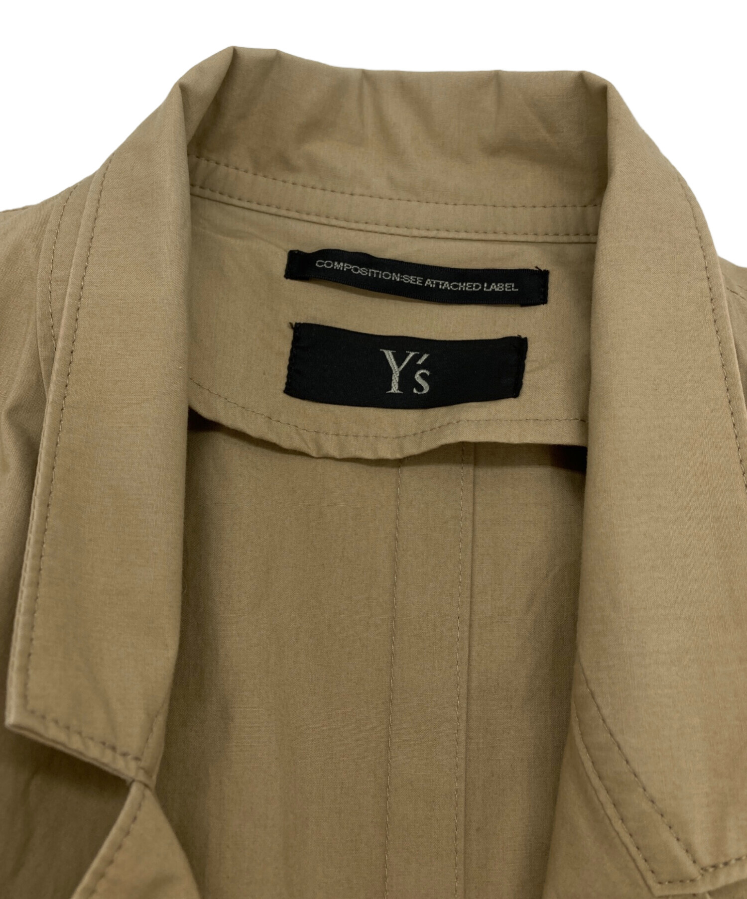 Y's ワイズ ブラウス S ベージュ 【古着】【中古】【送料無料】 中古・古着通販】Y's (ワイズ) カラーステッチシャツ ホワイト サイズ
