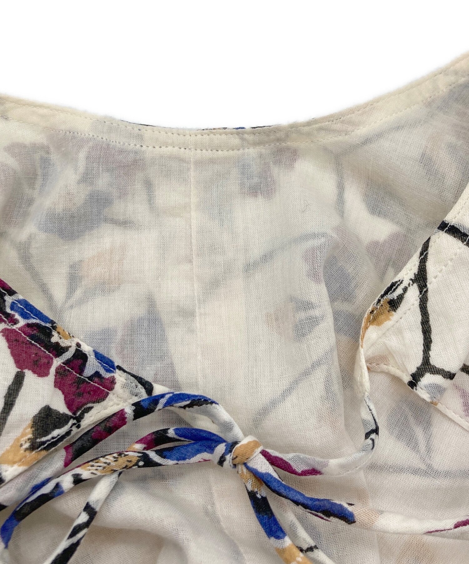 ISABEL MARANT ETOILE / イザベルマランエトワール | フラワープリント バンドカラー ブラウス | 36 | ブルー | レディース 中古・古着通販】ISABEL MARANT ETOILE (イザベルマランエトワール