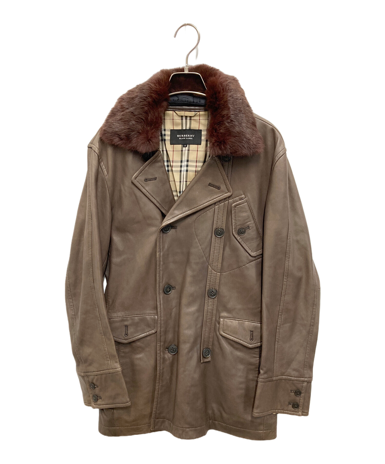 オフシーズン前最終■Burberry London■ラムレザーコートブラック　M 中古・古着通販】BURBERRY BLACK LABEL (バーバリーブラックレーベル