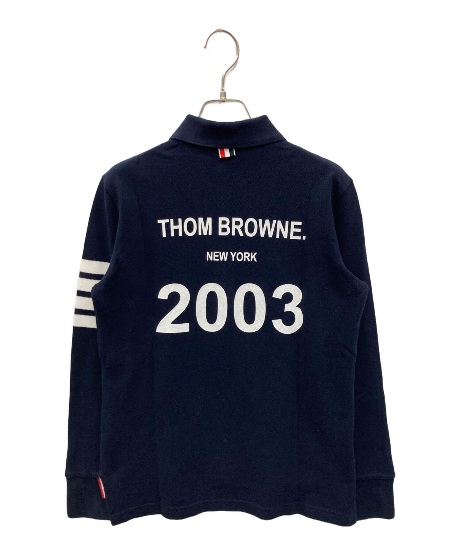 美品】THOM BROWNE トムブラウン ロングTシャツ 4BAR ネイビー 中古・古着通販】Thom Browne (トムブラウン) 4BAR LONG SLEEVE POLO