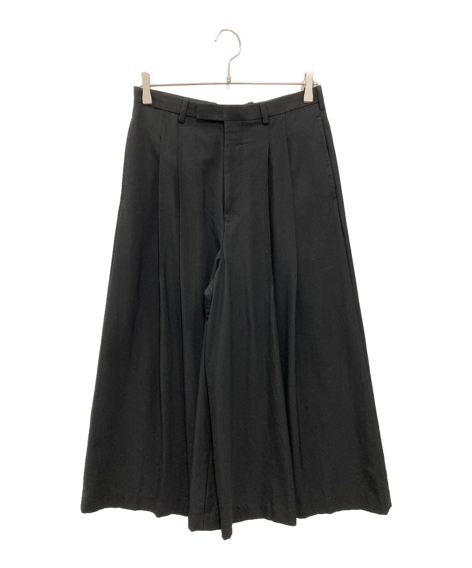 LAD MUSICIAN スラックス ワイドパンツ スカート風 ブラック 42 中古・古着通販】LAD MUSICIAN (ラッドミュージシャン) WOOL GABARDINE