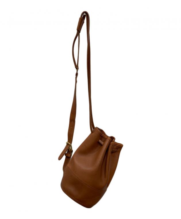 良品 COACH ショルダーバッグ レザー ブラウン 巾着 斜め掛け 中古・古着通販】COACH (コーチ) 巾着バッグ ブラウン｜ブランド・古着