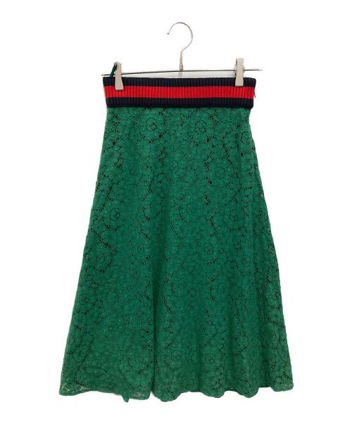 GUCCI GG柄 プリーツスカート グリーン ロングスカート グッチ 中古・古着通販】GUCCI (グッチ) レーススカート グリーン サイズ:38