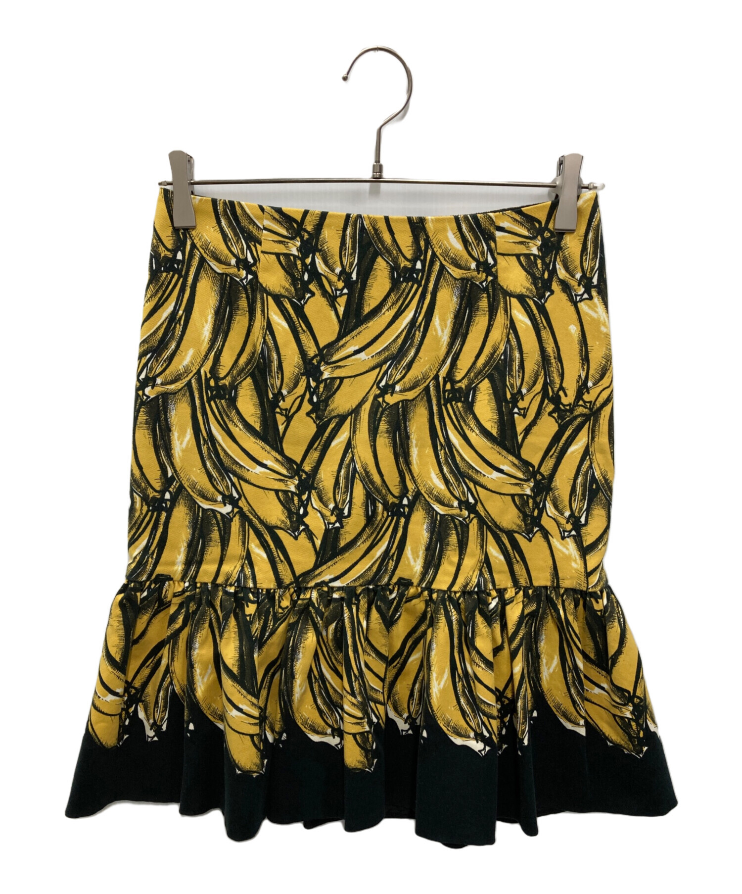 PRADA シルクフレアスカート イエロー 花柄 中古・古着通販】PRADA (プラダ) バナナ柄 スカート イエロー サイズ