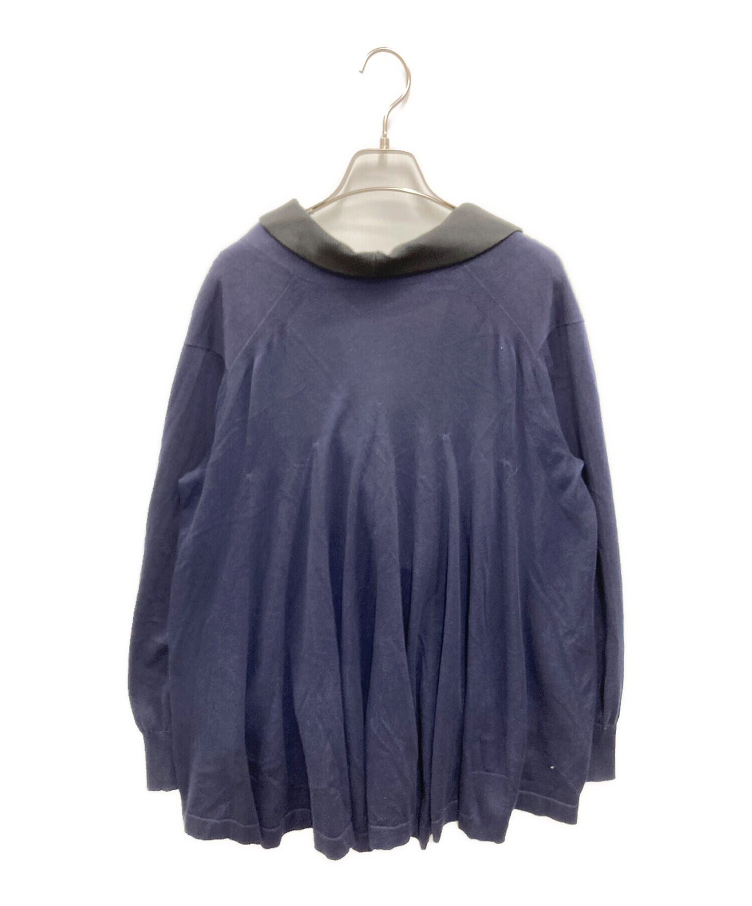 美品 sacai（サカイ） バックフレア カーディガン ネイビー サイズ3 中古・古着通販】sacai (サカイ) タキシードショールカラー バック