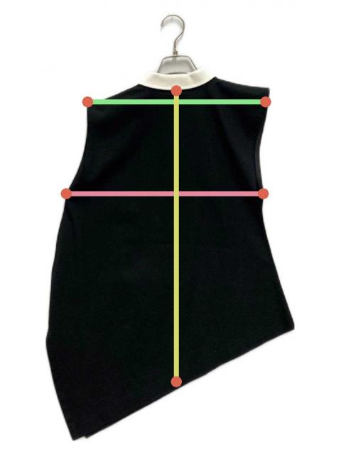 Sacai(サカイ) ノースリーブポロシャツ サイズ1 S レディース - 24-07404 黒×白 アシンメトリー 中古・古着通販】sacai (サカイ) アシンメトリーポロシャツ ブラック