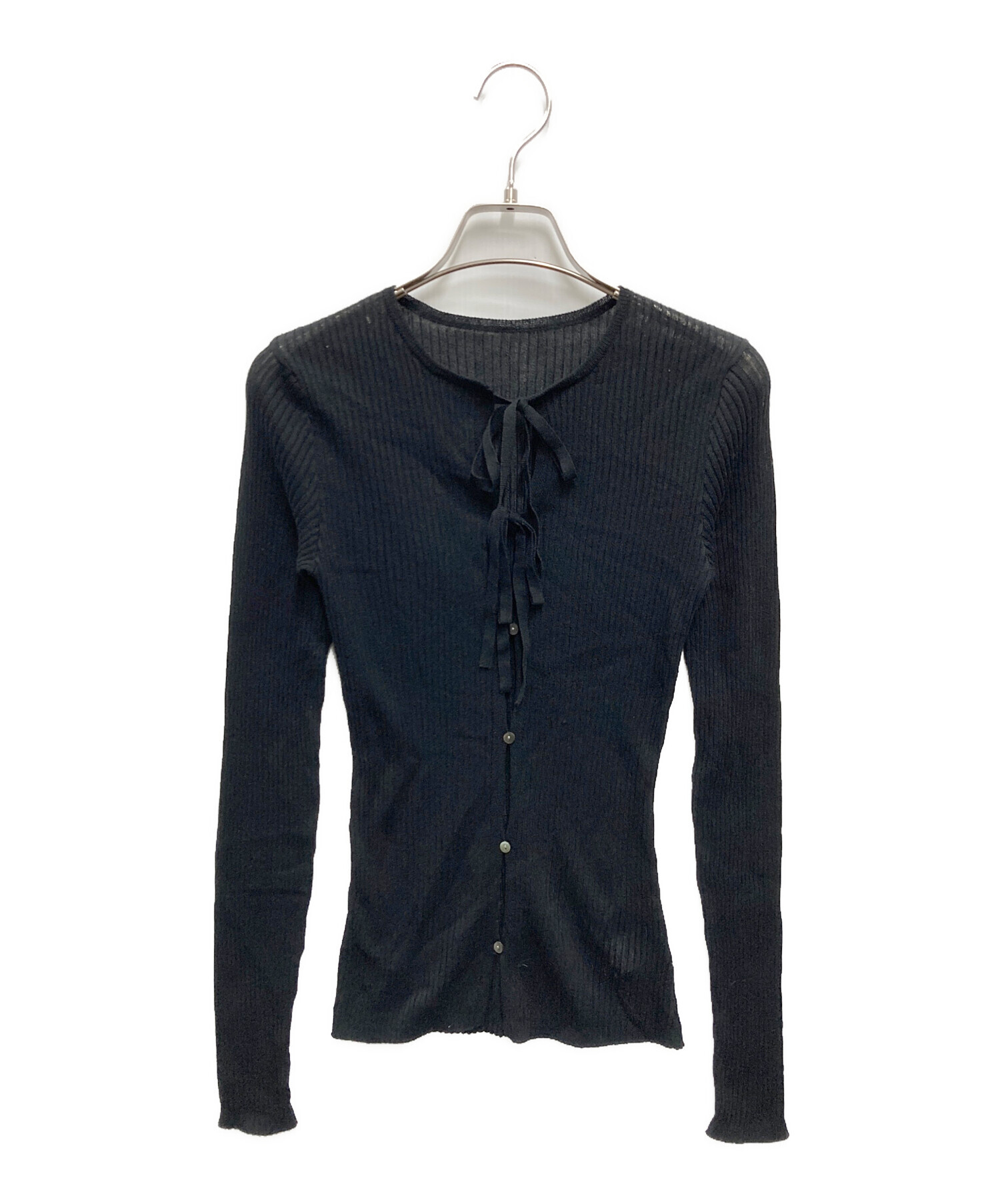 中古・古着通販】cygne (シーニュ) RIBON RIB TOPS ブラック サイズ