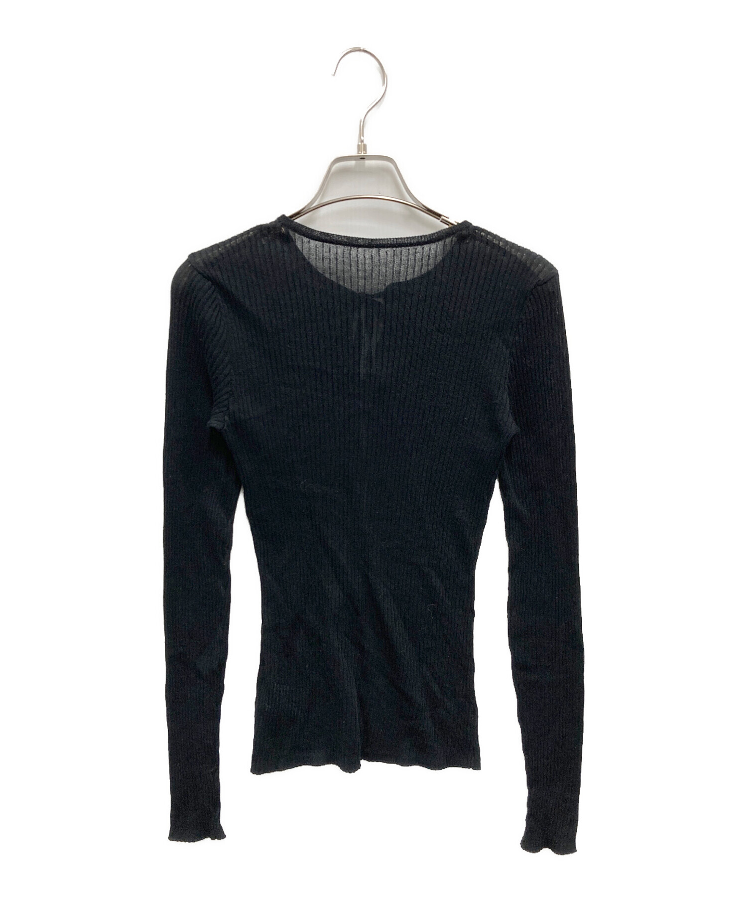 中古・古着通販】cygne (シーニュ) RIBON RIB TOPS ブラック サイズ