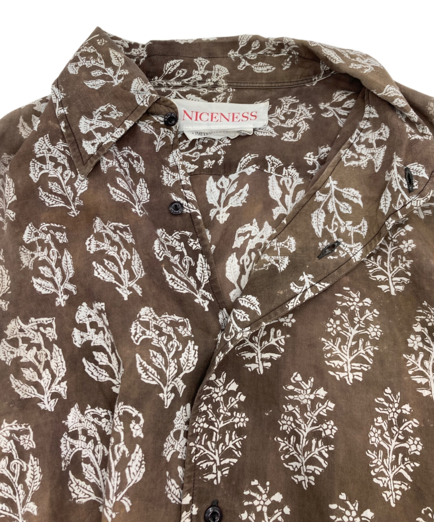 NICENESS LEE(FLOWER) サイズM 中古・古着通販】NICENESS (ナイスネス) LEE flower shirt ブラウン