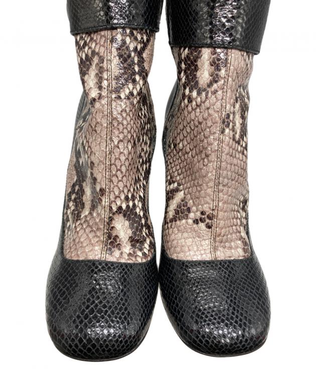 中古・古着通販】PRADA (プラダ) パイソンロングブーツ ブラック