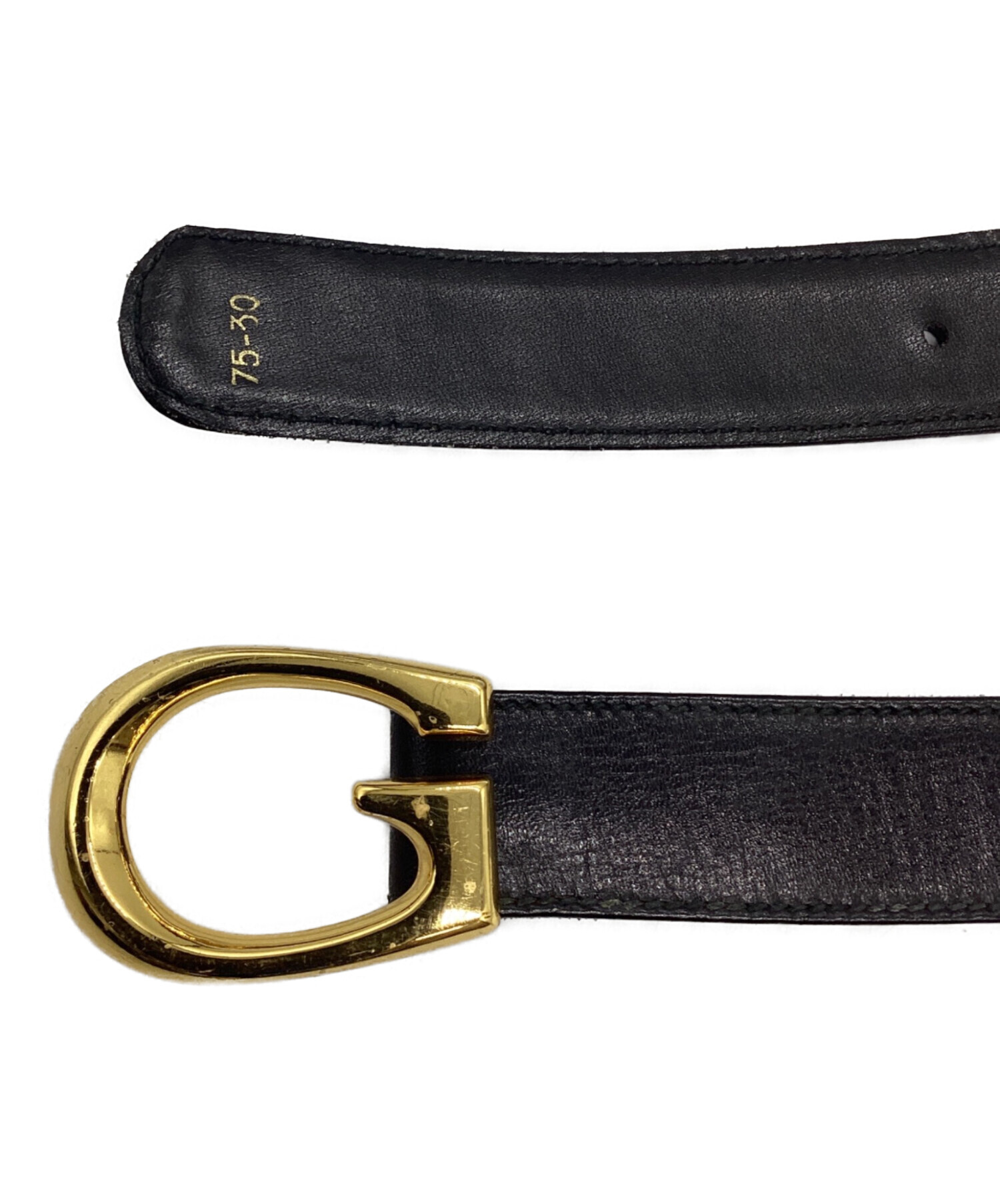 中古・古着通販】GUCCI (グッチ) Gバックルレザーベルト ブラック