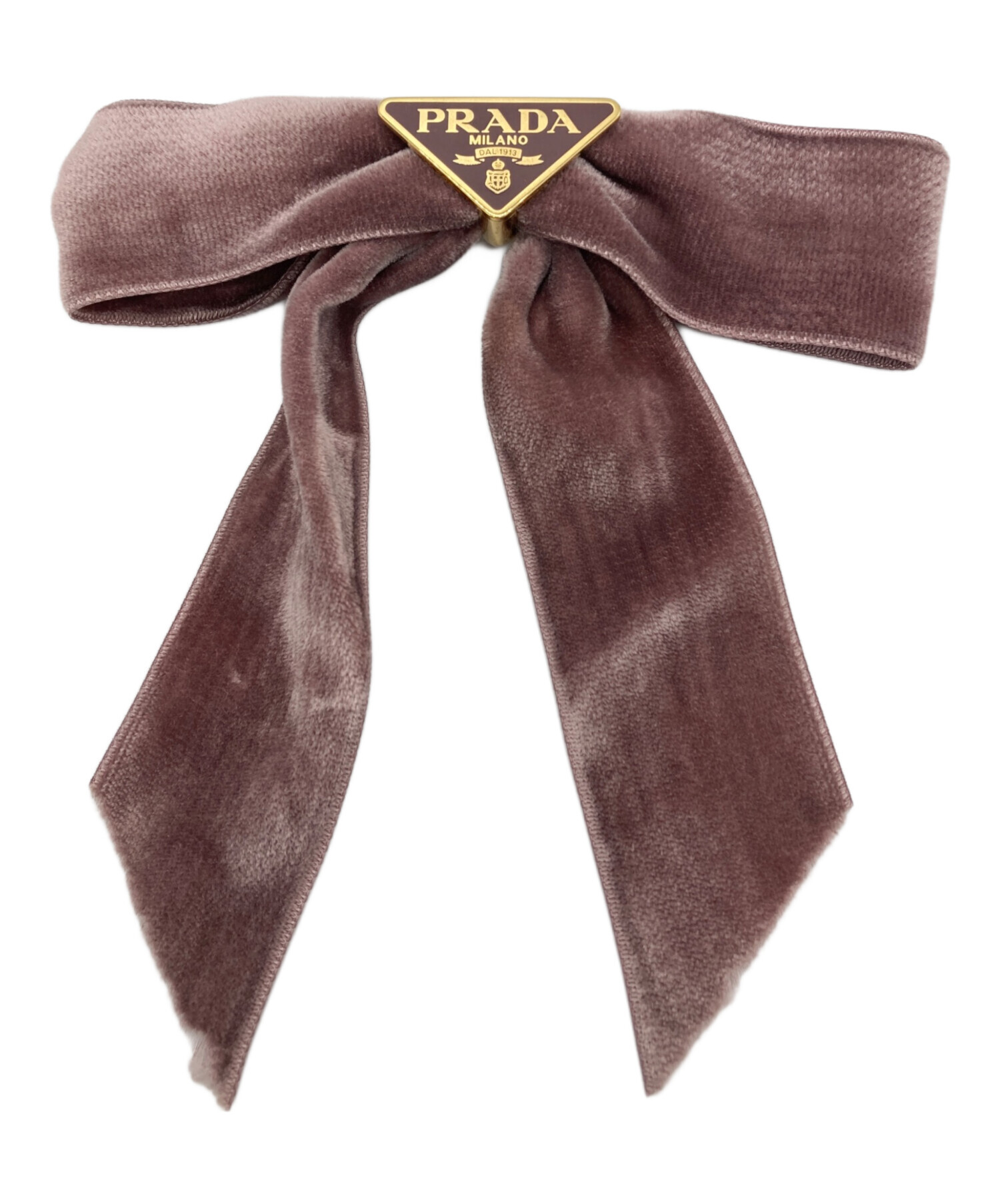 中古・古着通販】PRADA (プラダ) ベルベット ヘアクリップ ピンク