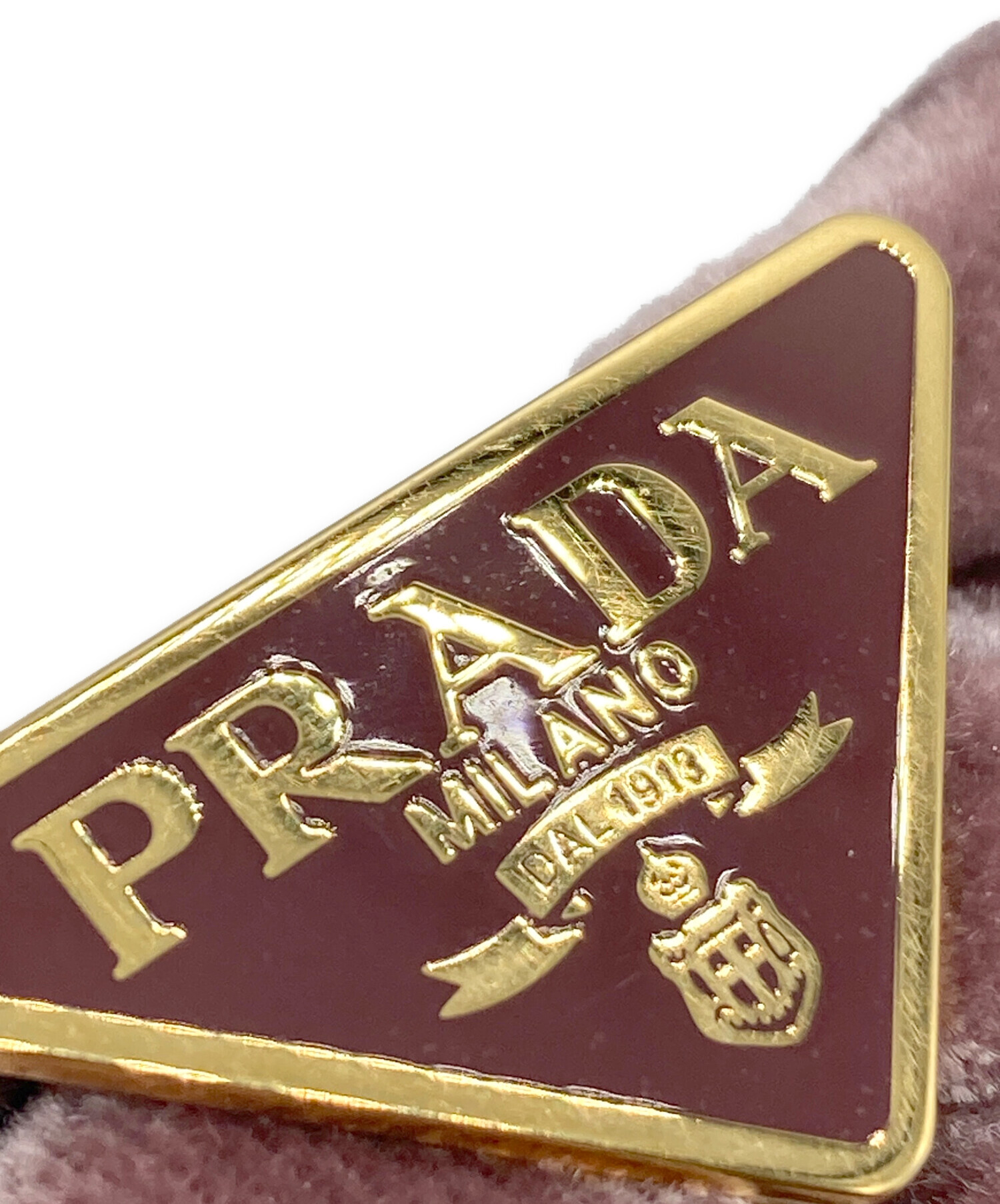 中古・古着通販】PRADA (プラダ) ベルベット ヘアクリップ ピンク