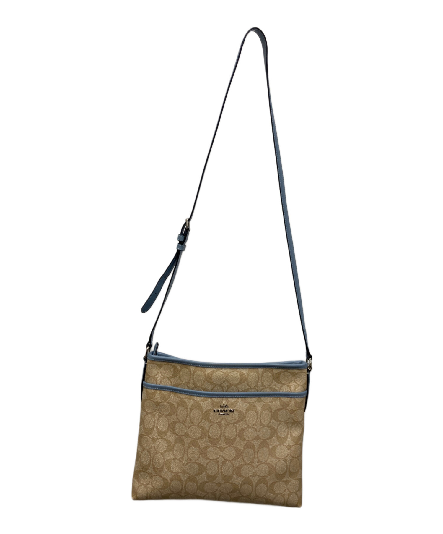 中古・古着通販】COACH (コーチ) ショルダーバッグ ベージュ×スカイ 