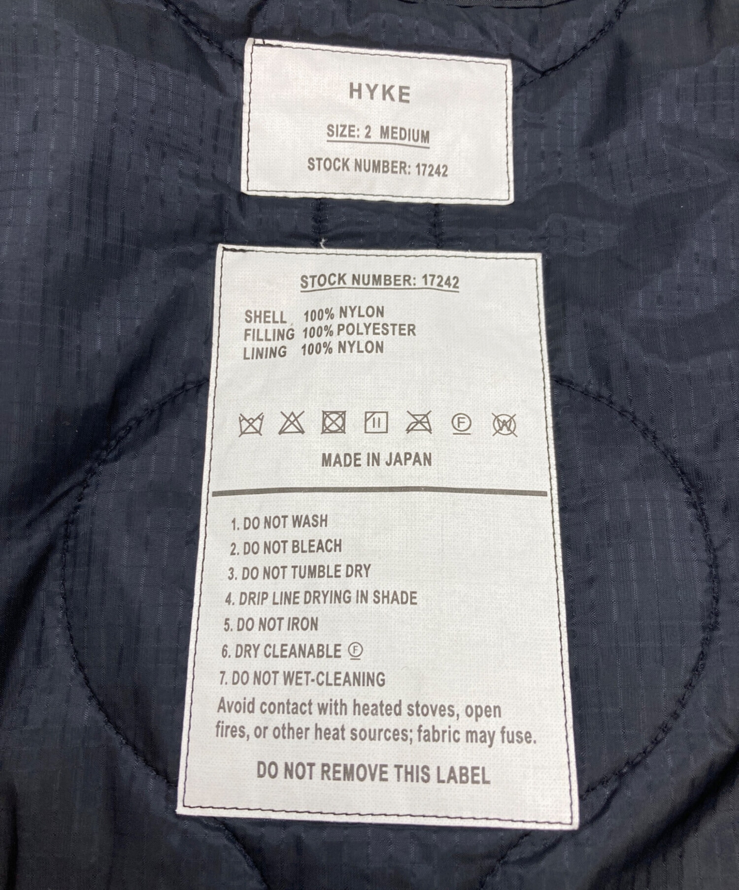 中古・古着通販】HYKE (ハイク) QUILTED LINER COAT ブラック サイズ:M