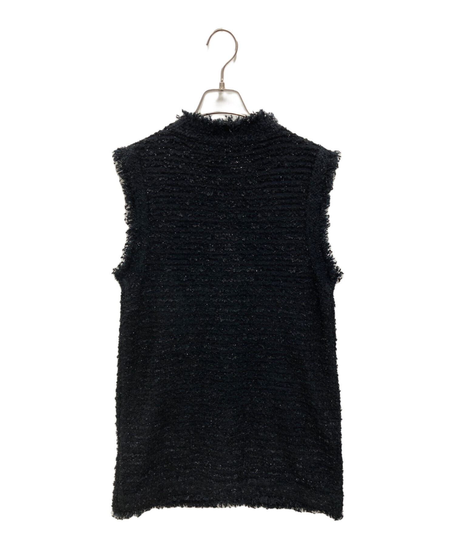 新品¥74,800タグ付き♡Rene ニットツイードフーディジレ 中古・古着通販】Rene (ルネ) ツイードニットジレ ブラック サイズ:36