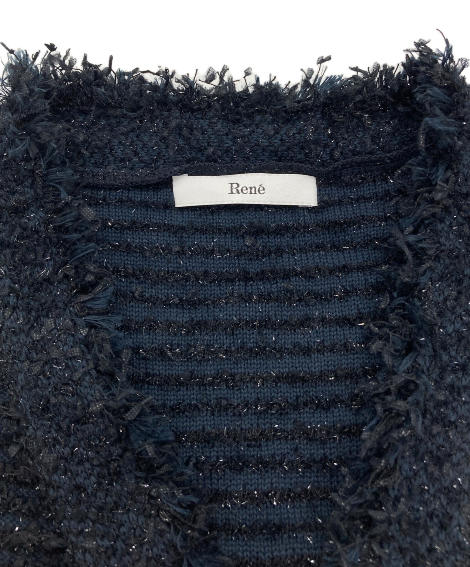 中古・古着通販】Rene (ルネ) ツイードニットジレ ブラック サイズ:36